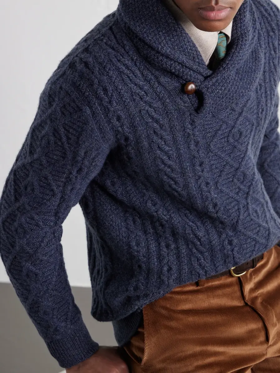 Purdey Shawl-Collar Aran Cable-Knit Wool Sweater - Men | Thumbnail 5 Purdey Shawl-Collar Aran Cable-Knit Wool Sweater - Men | Thumbnail 5