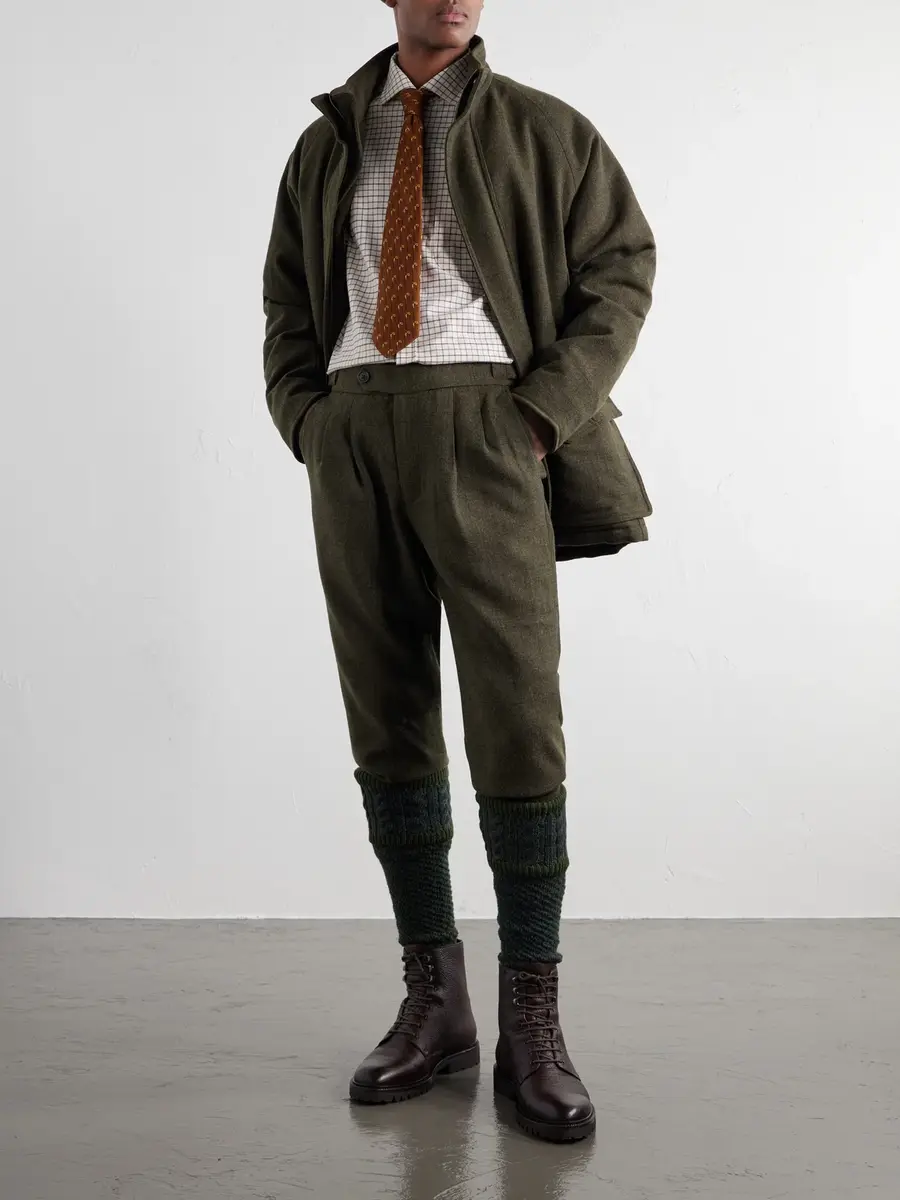 Purdey Checked Pleated Wool-Tweed Trousers - Men | Thumbnail 2 Purdey Checked Pleated Wool-Tweed Trousers - Men | Thumbnail 2
