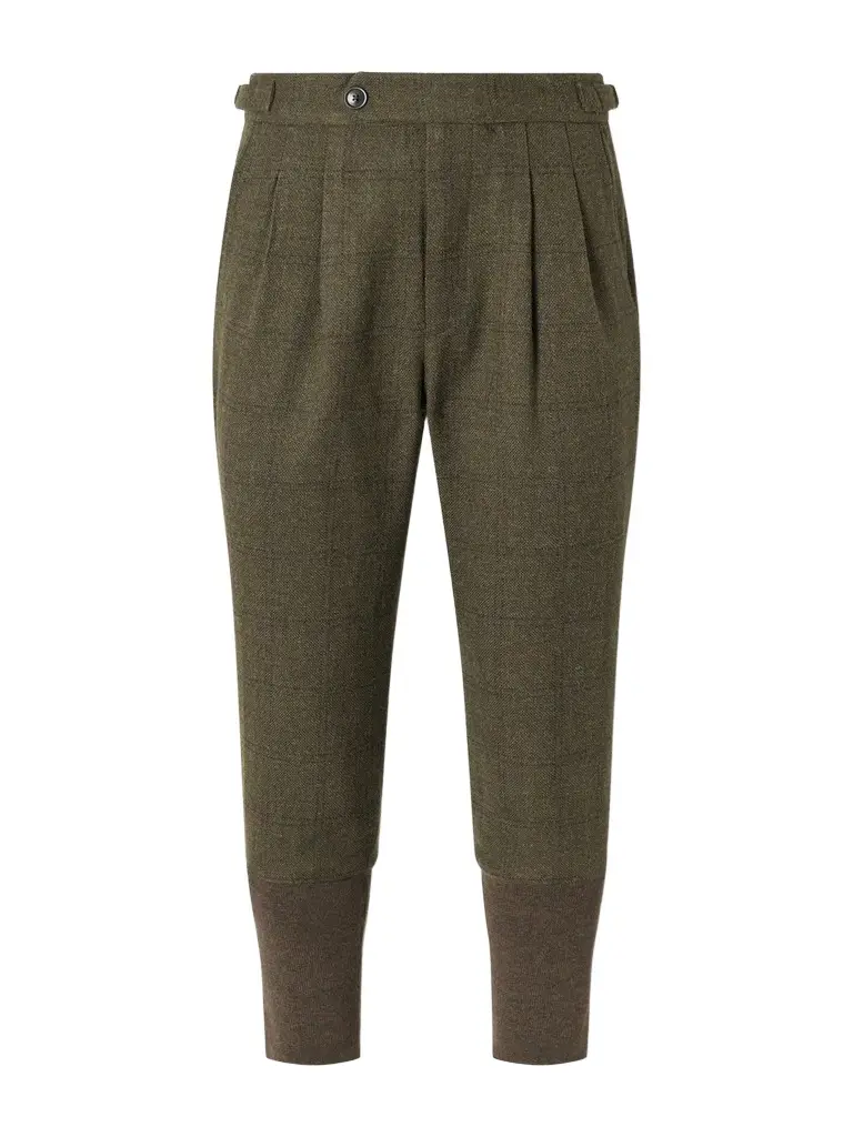 Purdey Checked Pleated Wool-Tweed Trousers - Men