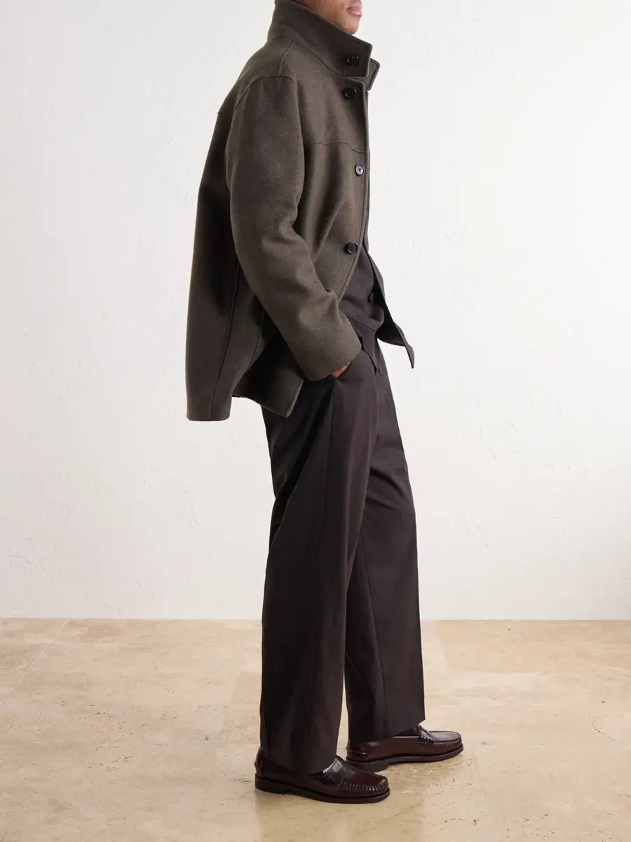 Margaret Howell Knit-Trimmed Wool-Blend Melton Coat - Men | Thumbnail 2 Margaret Howell Knit-Trimmed Wool-Blend Melton Coat - Men | Thumbnail 2