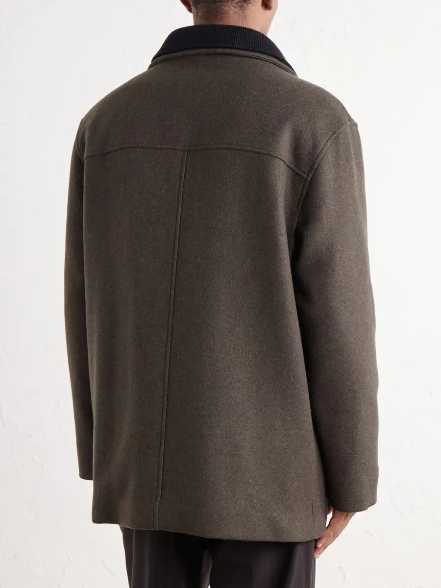 Margaret Howell Knit-Trimmed Wool-Blend Melton Coat - Men | Thumbnail 4 Margaret Howell Knit-Trimmed Wool-Blend Melton Coat - Men | Thumbnail 4
