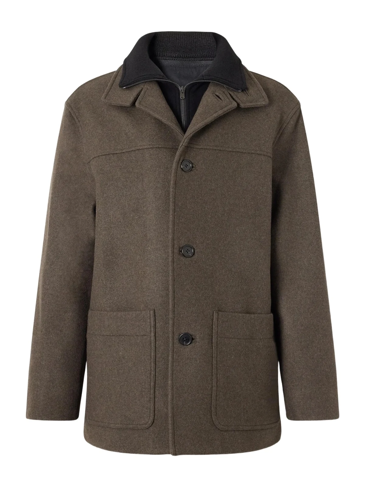 Margaret Howell Knit-Trimmed Wool-Blend Melton Coat - Men