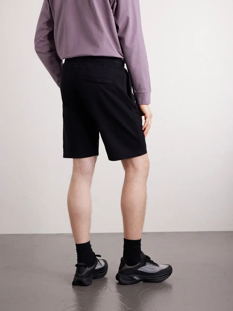 Stone Island Straight-Leg Garment-Dyed Cotton-Fleece Drawstring Shorts - Men | Thumbnail 4 Stone Island Straight-Leg Garment-Dyed Cotton-Fleece Drawstring Shorts - Men | Thumbnail 4