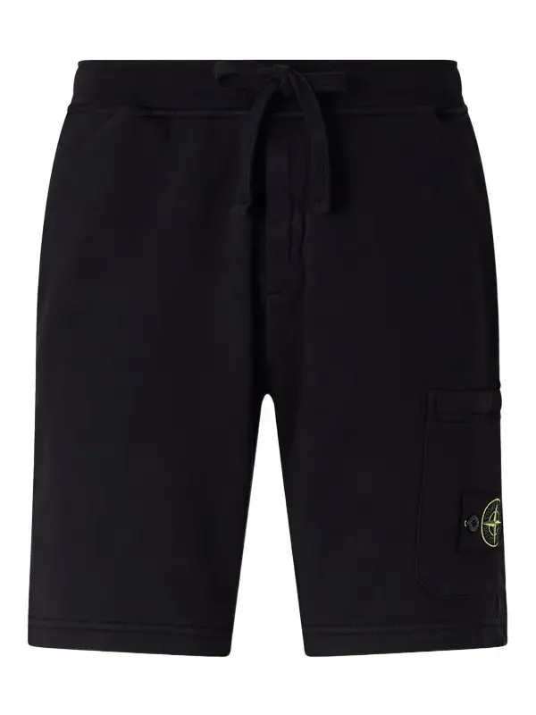 Stone Island Straight-Leg Garment-Dyed Cotton-Fleece Drawstring Shorts - Men