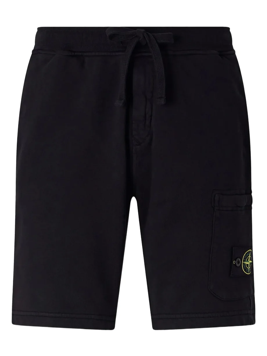 Stone Island Straight-Leg Garment-Dyed Cotton-Fleece Drawstring Shorts - Men
