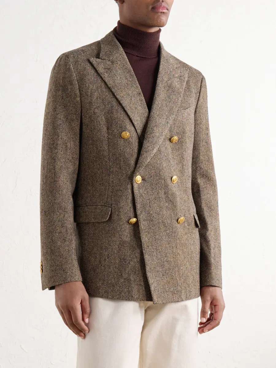 Slowear Incotex Double-Breasted Herringbone Shetland Wool-Twill Blazer - Men | Thumbnail 3 Slowear Incotex Double-Breasted Herringbone Shetland Wool-Twill Blazer - Men | Thumbnail 3