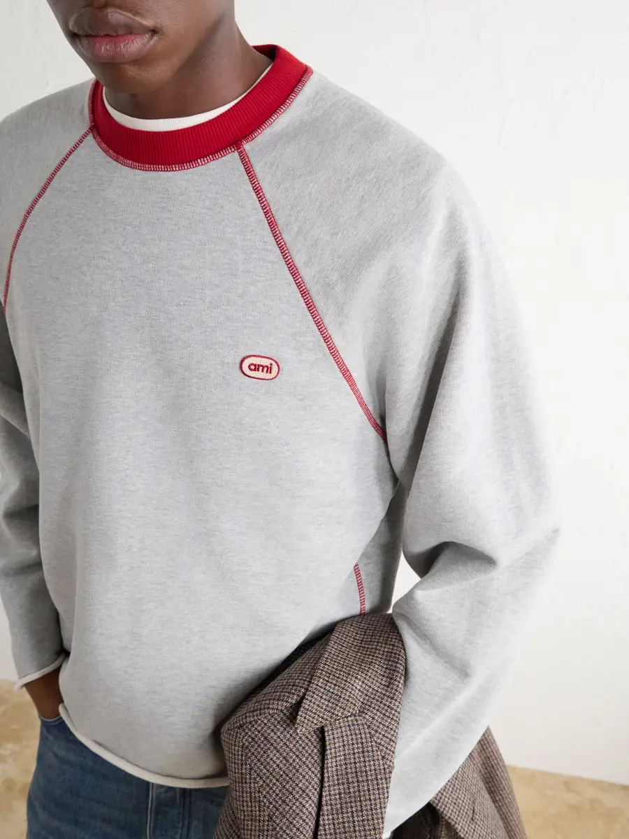 AMI PARIS Logo-Appliquéd Cotton-Blend Jersey Sweatshirt - Men | Thumbnail 5