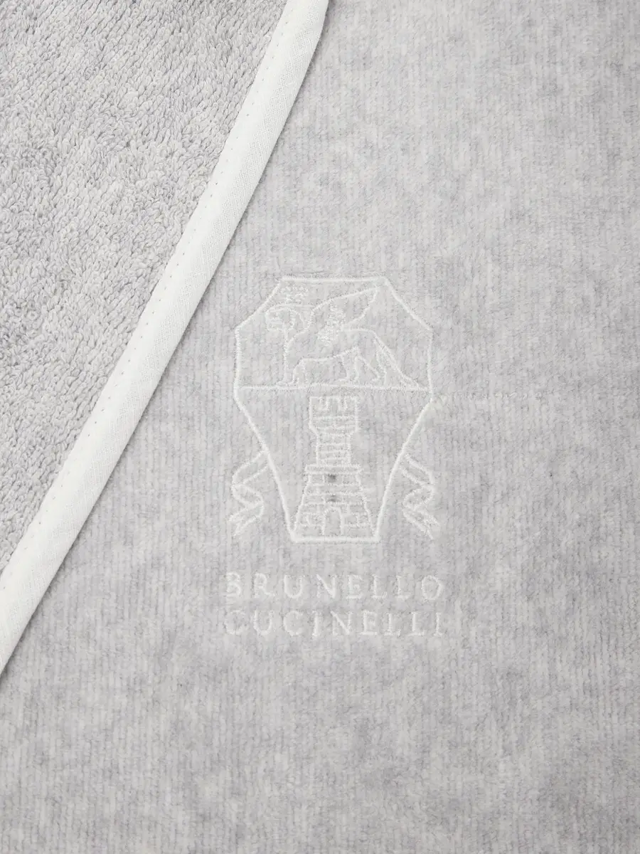 Brunello Cucinelli Logo-Embroidered Cotton-Terry Bathrobe - Men | Thumbnail 2 Brunello Cucinelli Logo-Embroidered Cotton-Terry Bathrobe - Men | Thumbnail 2