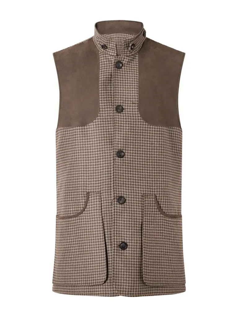 Purdey Houndstooth Wool and Cashmere-Blend Tweed Gilet - Men