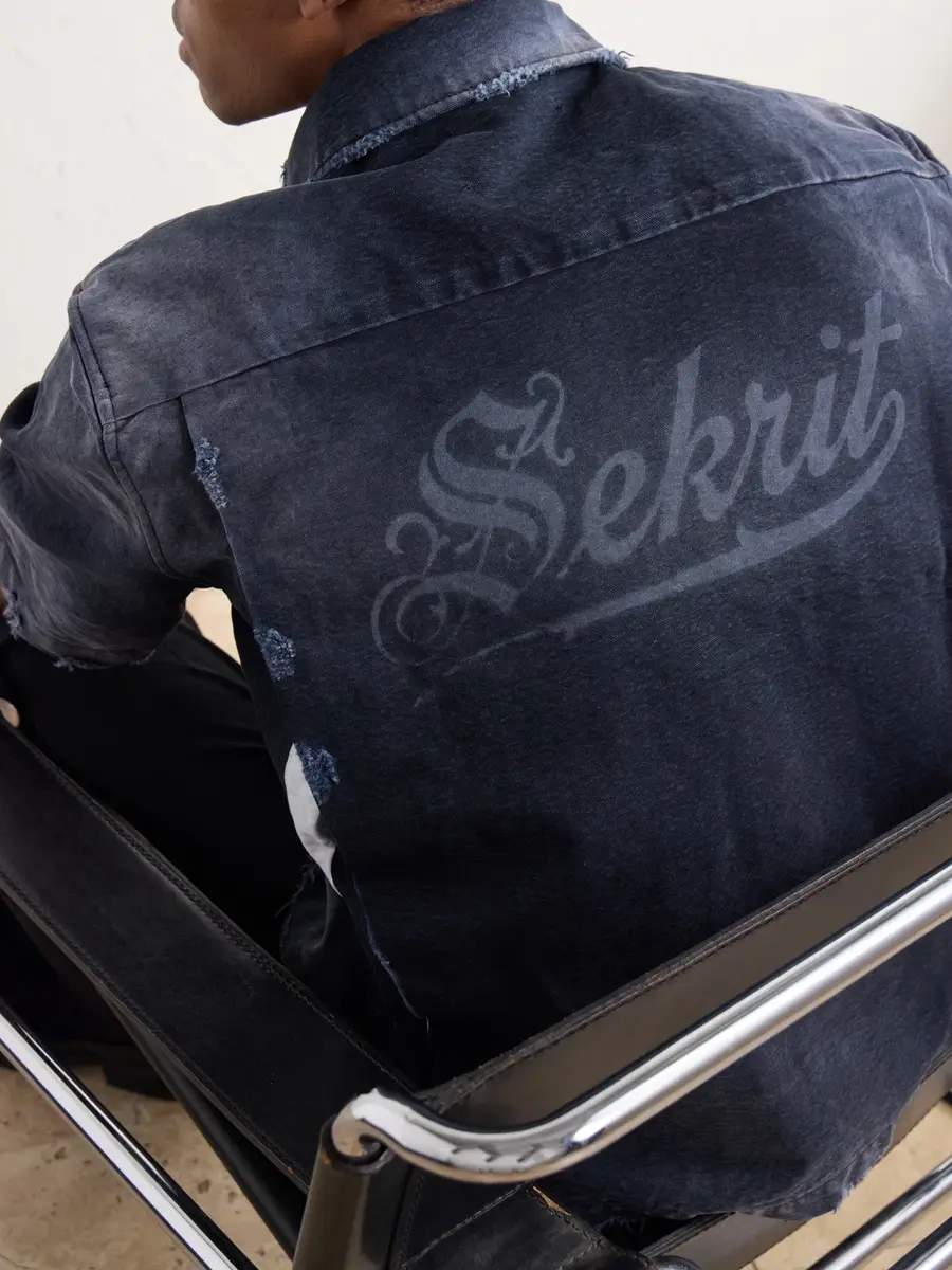 SEKRIT The 1% M.C. Logo-Detailed Distressed Denim Shirt - Men | Thumbnail 5 SEKRIT The 1% M.C. Logo-Detailed Distressed Denim Shirt - Men | Thumbnail 5