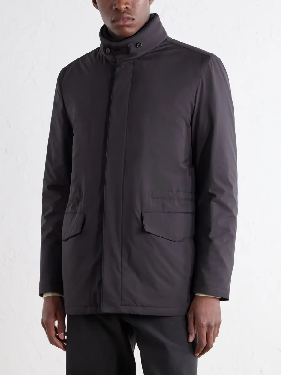 Thom Sweeney Suede and Rib-Trimmed Padded Shell Coat - Men | Thumbnail 3