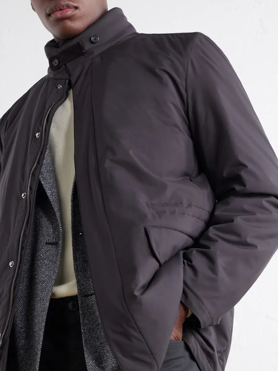 Thom Sweeney Suede and Rib-Trimmed Padded Shell Coat - Men | Thumbnail 5