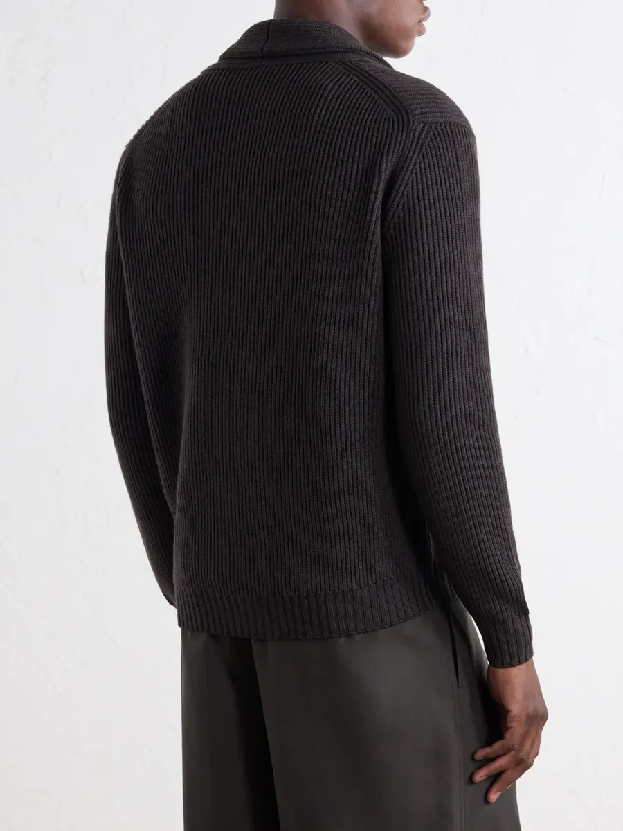 Thom Sweeney Shawl-Collar Ribbed Merino Wool Cardigan - Men | Thumbnail 4 Thom Sweeney Shawl-Collar Ribbed Merino Wool Cardigan - Men | Thumbnail 4
