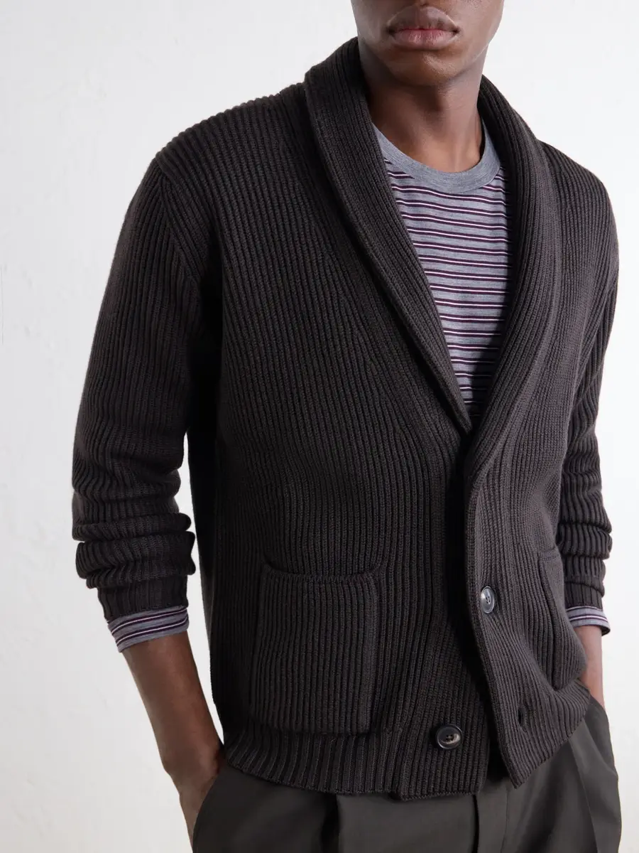 Thom Sweeney Shawl-Collar Ribbed Merino Wool Cardigan - Men | Thumbnail 5 Thom Sweeney Shawl-Collar Ribbed Merino Wool Cardigan - Men | Thumbnail 5