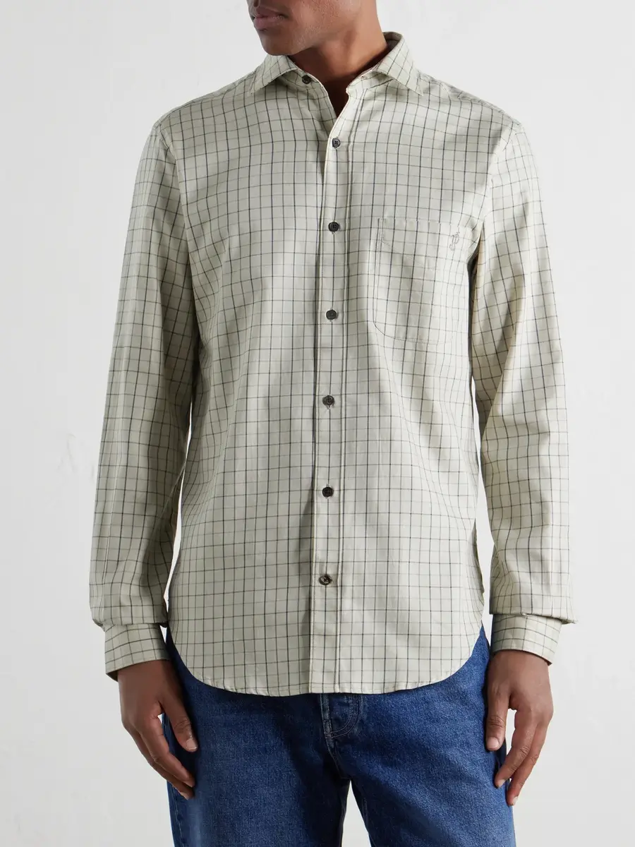 Purdey Logo-Embroidered Checked Cotton-Twill Shirt - Men | Thumbnail 3 Purdey Logo-Embroidered Checked Cotton-Twill Shirt - Men | Thumbnail 3