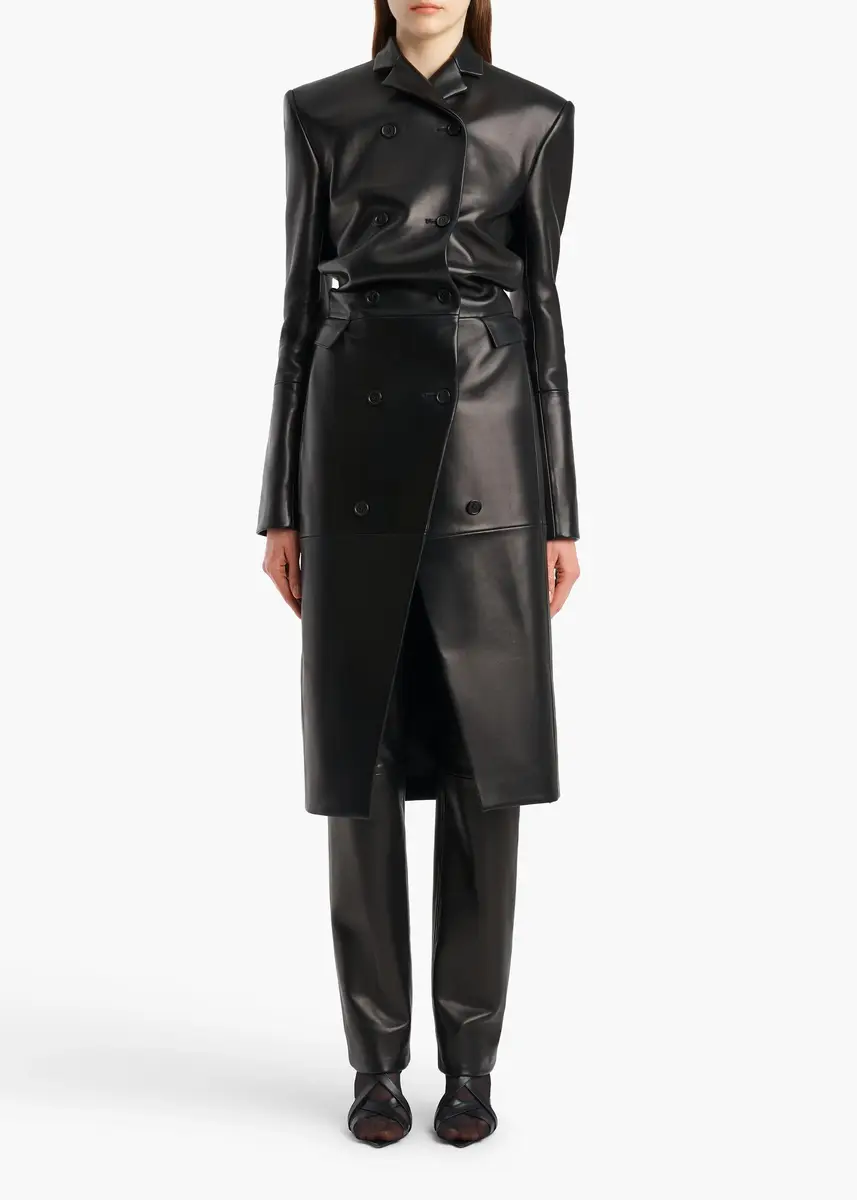 Khaite Rolon Coat In Black Leather | Thumbnail 2 Khaite Rolon Coat In Black Leather | Thumbnail 2