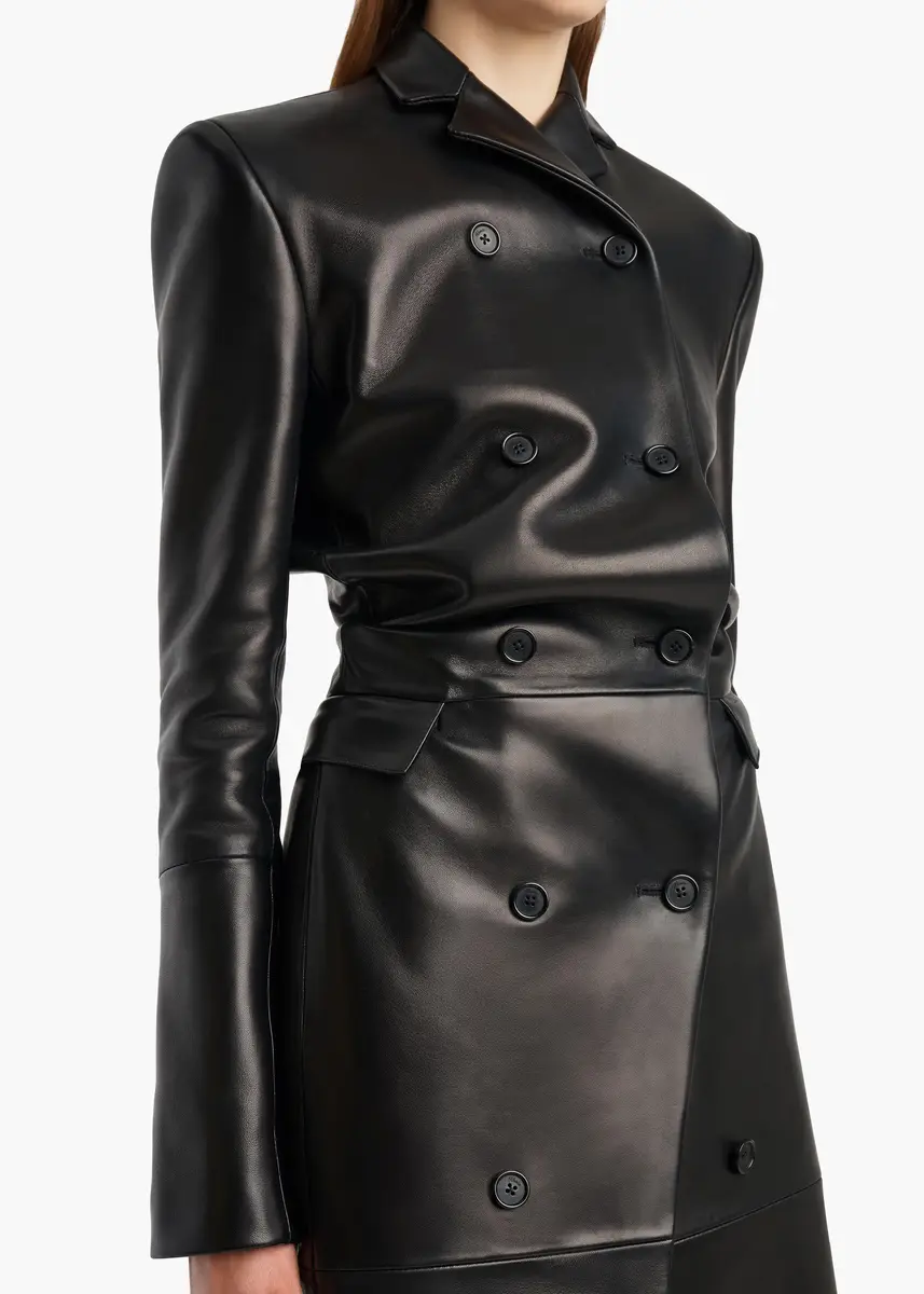 Khaite Rolon Coat In Black Leather | Thumbnail 4 Khaite Rolon Coat In Black Leather | Thumbnail 4