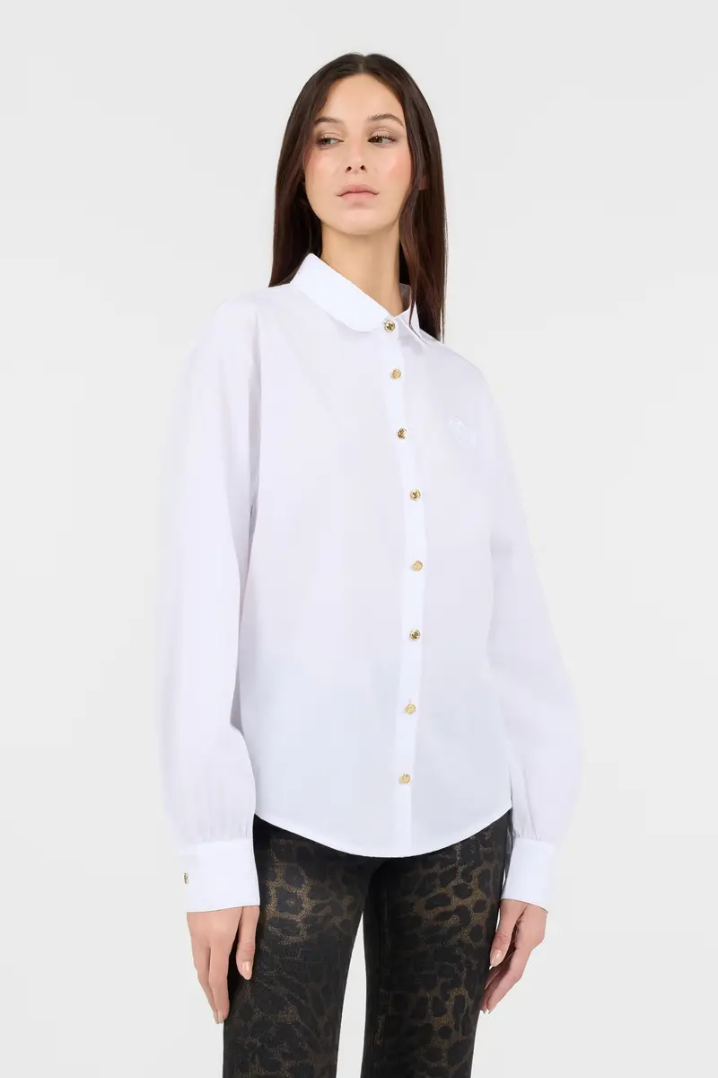 Roberto Cavalli White Shirt With Gold Buttons | Thumbnail 2