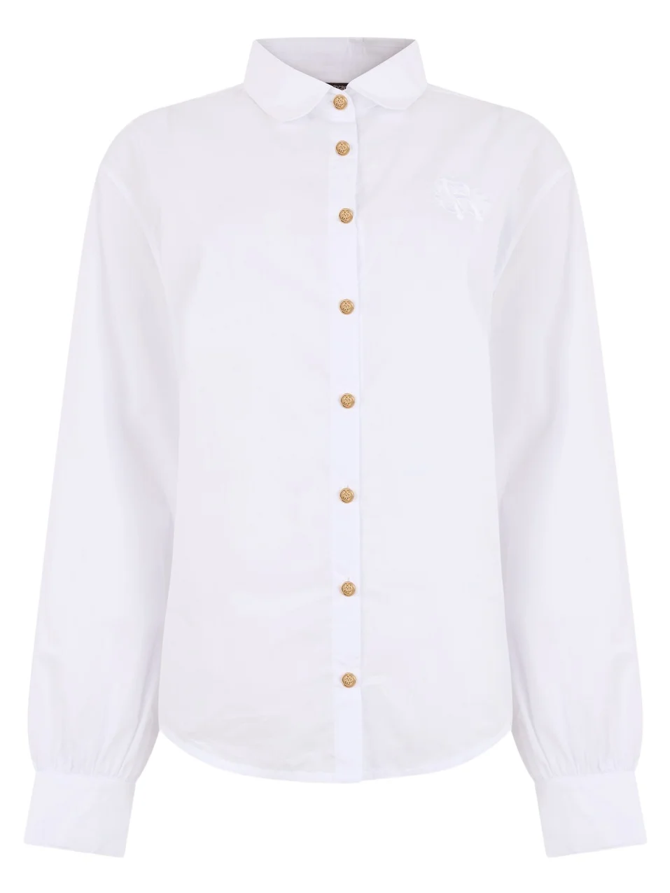 Roberto Cavalli White Shirt With Gold Buttons