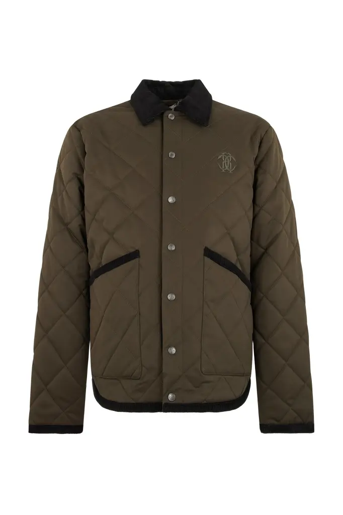 Roberto Cavalli Dark Green Jacket Husky Quilted