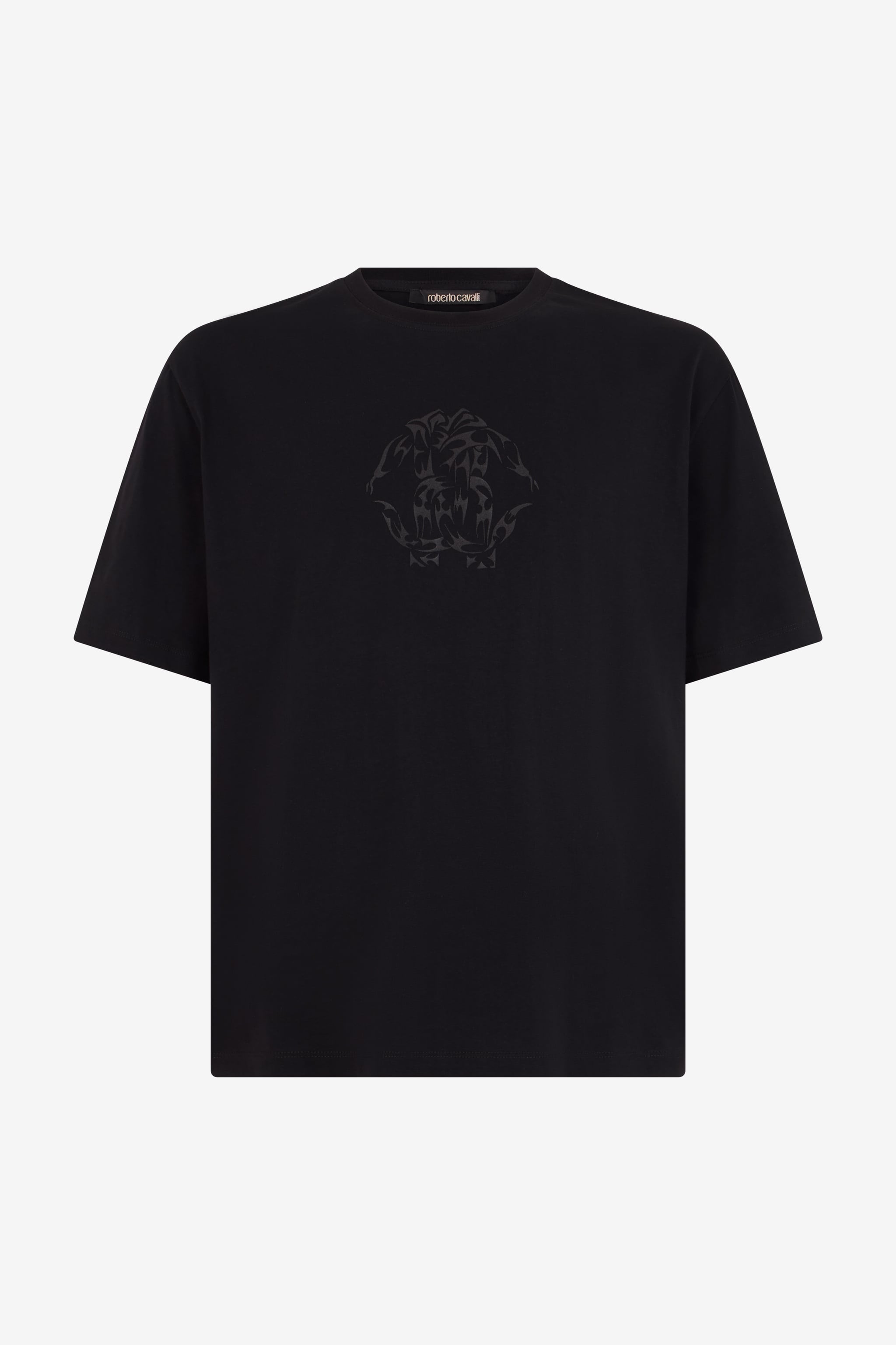Roberto Cavalli Black T-Shirt Tonal Logo