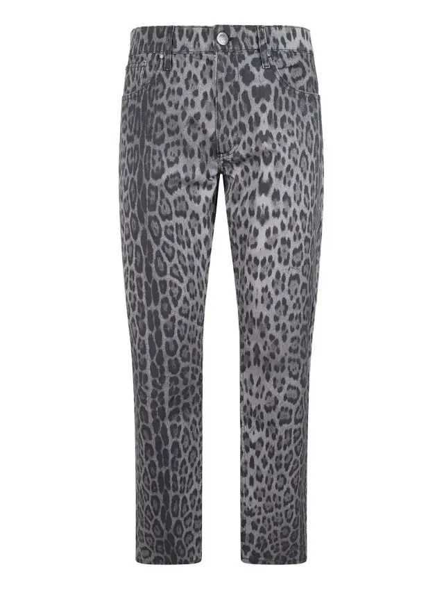 Roberto Cavalli Jaguar Print Denim Skinny Trousers