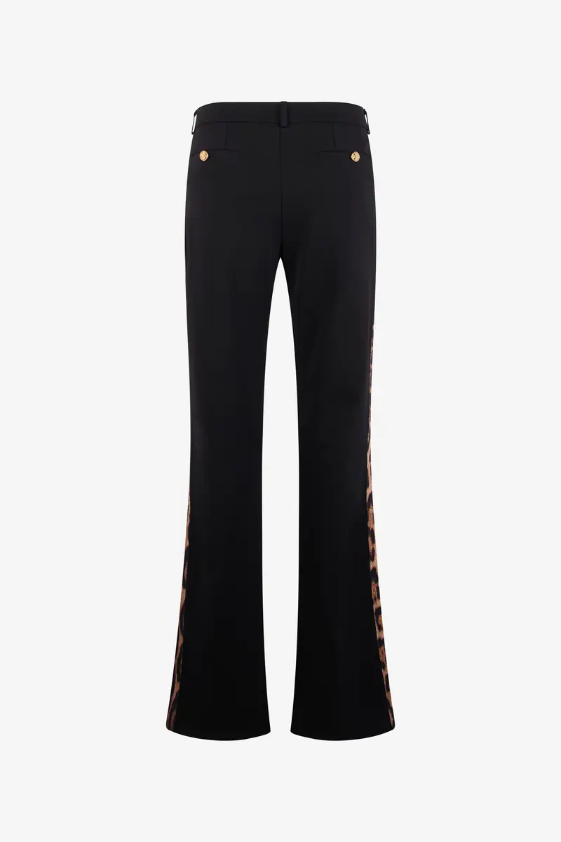 Roberto Cavalli Black Flare Trousers Leopard Side Panels | Thumbnail 3 Roberto Cavalli Black Flare Trousers Leopard Side Panels | Thumbnail 3