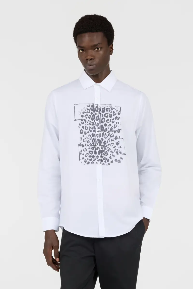 Roberto Cavalli White Shirt With Leopard Motif | Thumbnail 2 Roberto Cavalli White Shirt With Leopard Motif | Thumbnail 2