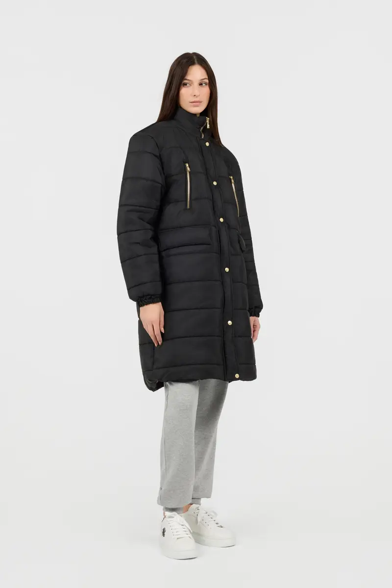 Roberto Cavalli Black Jacket Puffer Jacket Long High Collar | Thumbnail 2 Roberto Cavalli Black Jacket Puffer Jacket Long High Collar | Thumbnail 2