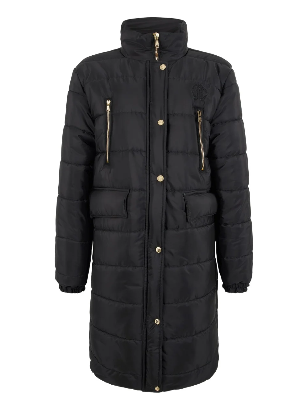 Roberto Cavalli Black Jacket Puffer Jacket Long High Collar