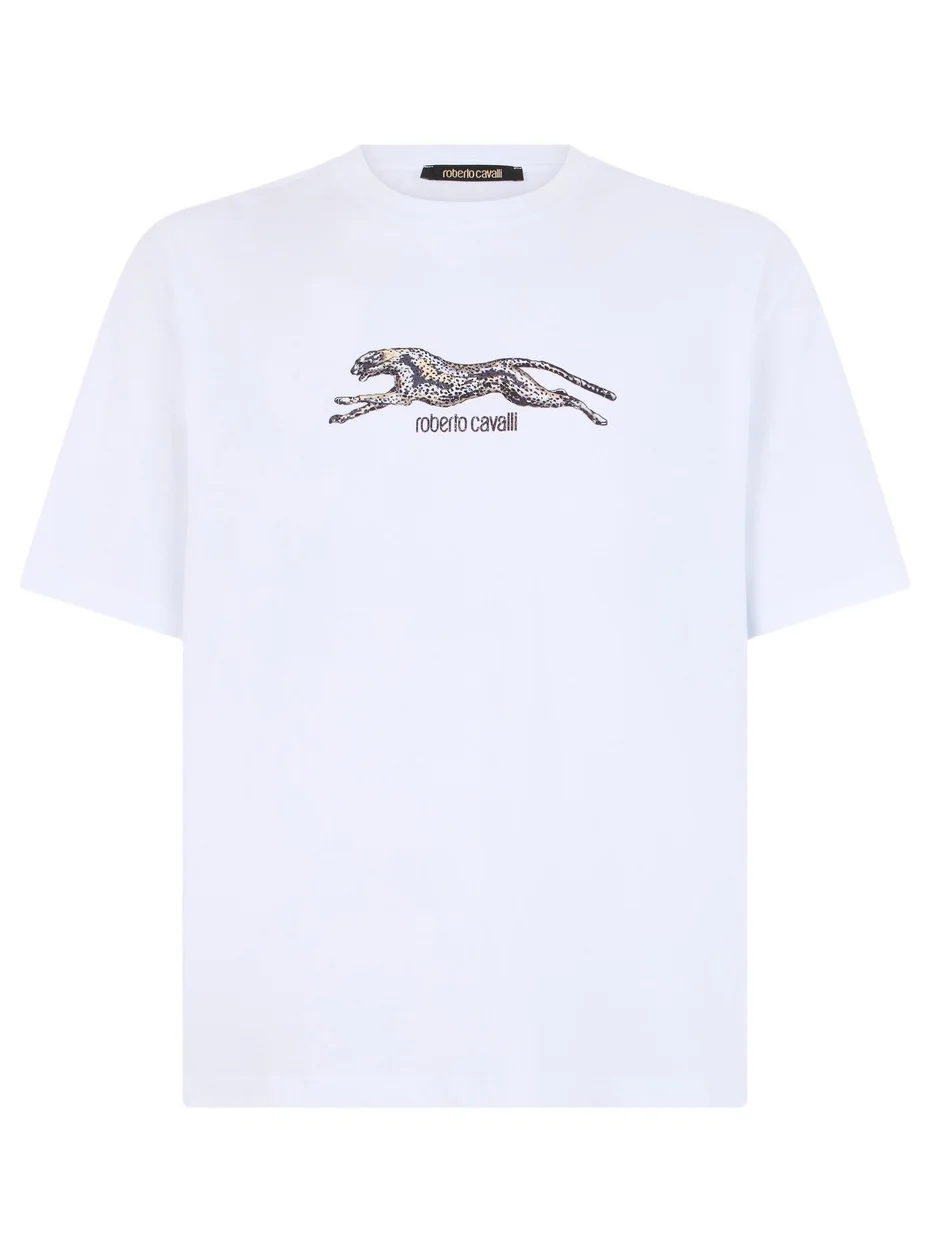 Roberto Cavalli White T-Shirt With Graphic