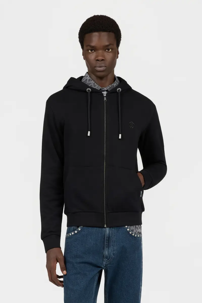 Roberto Cavalli Black Sweatshirt Hoodie With Zip | Thumbnail 2 Roberto Cavalli Black Sweatshirt Hoodie With Zip | Thumbnail 2