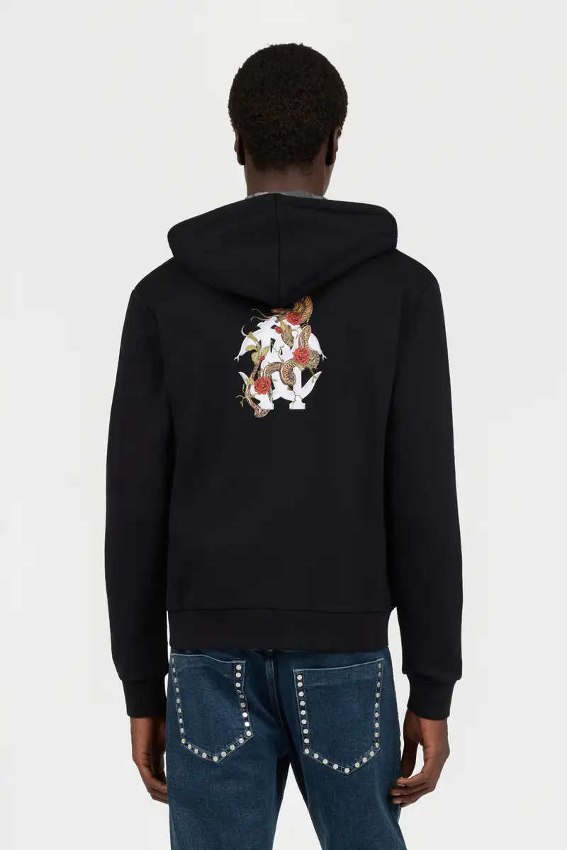 Roberto Cavalli Black Sweatshirt Hoodie With Zip | Thumbnail 4 Roberto Cavalli Black Sweatshirt Hoodie With Zip | Thumbnail 4