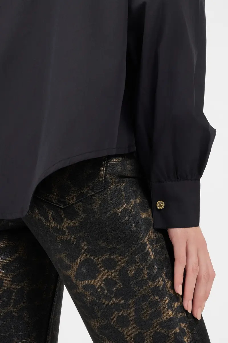Roberto Cavalli Black Shirt with Gold Buttons | Thumbnail 6