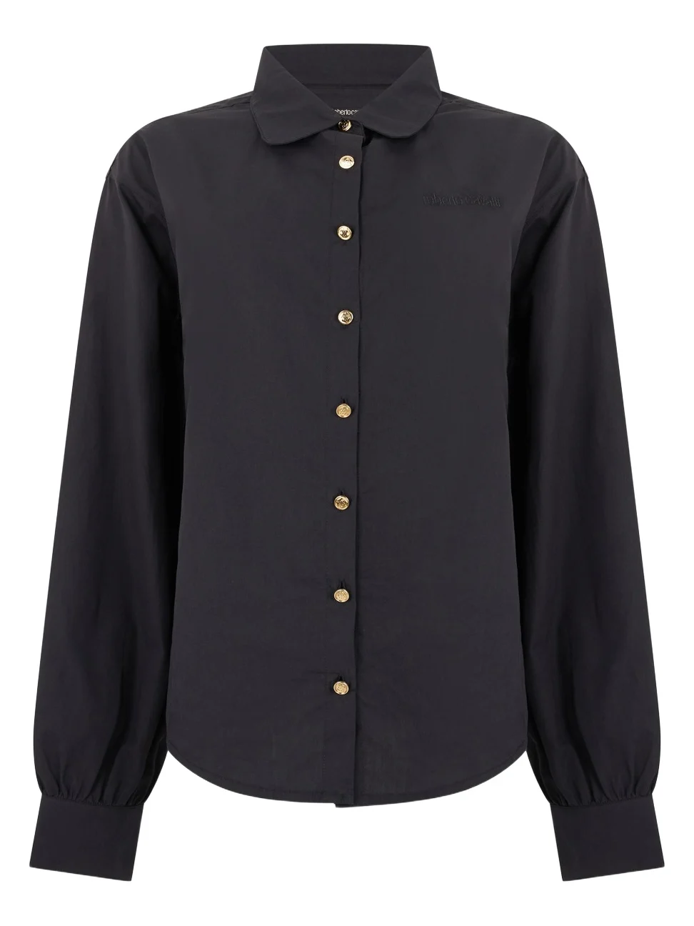 Roberto Cavalli Black Shirt with Gold Buttons