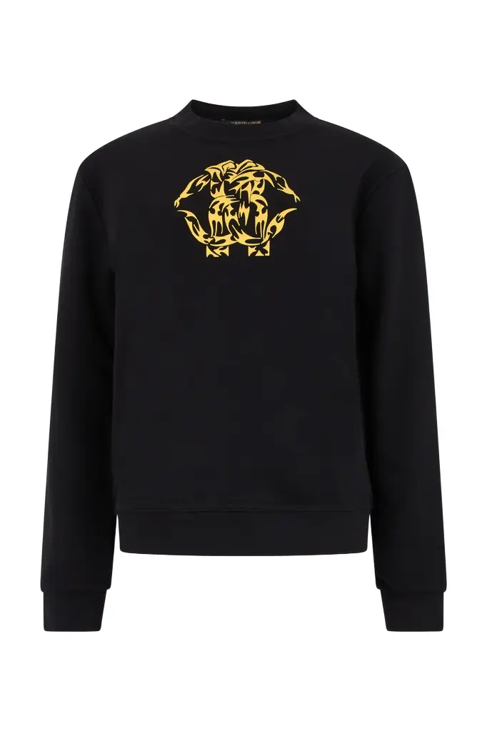 Roberto Cavalli Black Sweatshirt Roundneck With Logo