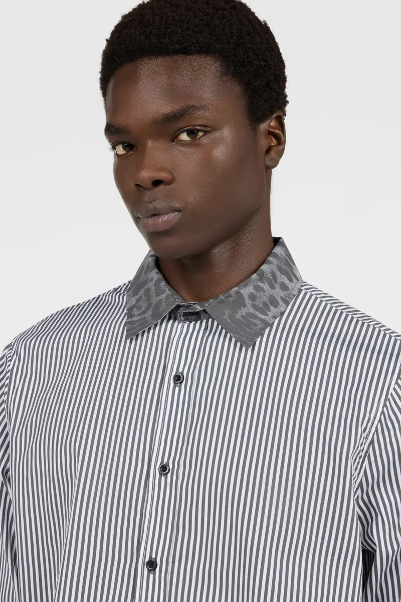 Roberto Cavalli White Shirt with Striped Contrast Collar | Thumbnail 5 Roberto Cavalli White Shirt with Striped Contrast Collar | Thumbnail 5