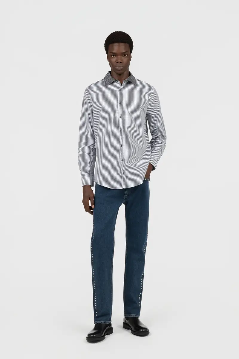 Roberto Cavalli White Shirt with Striped Contrast Collar | Thumbnail 7 Roberto Cavalli White Shirt with Striped Contrast Collar | Thumbnail 7