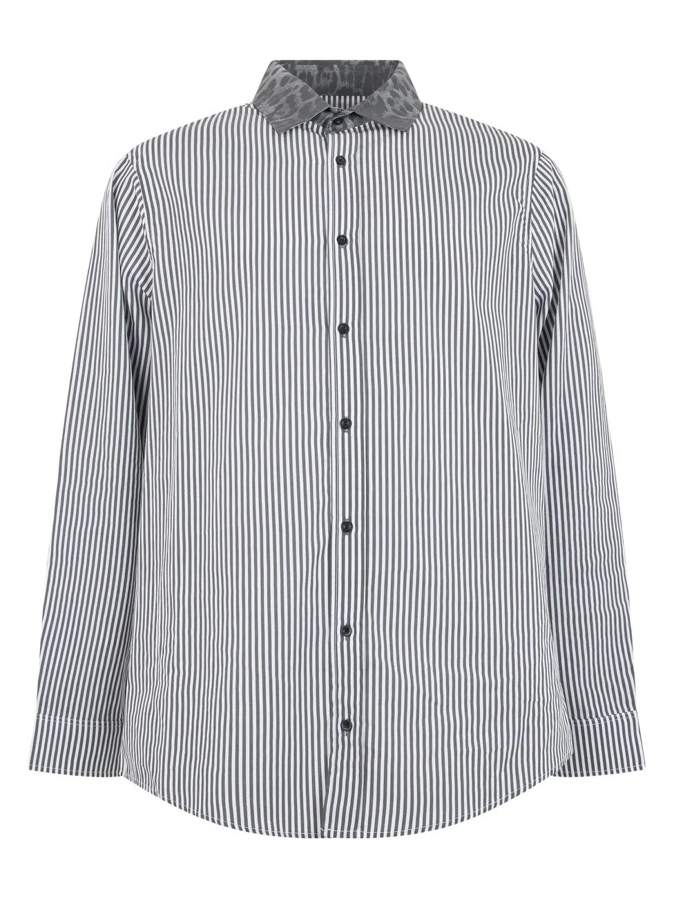 Roberto Cavalli White Shirt with Striped Contrast Collar