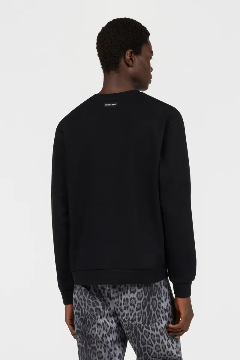 Roberto Cavalli Black Sweatshirt Crewneck Embroidered Logo | Thumbnail 4