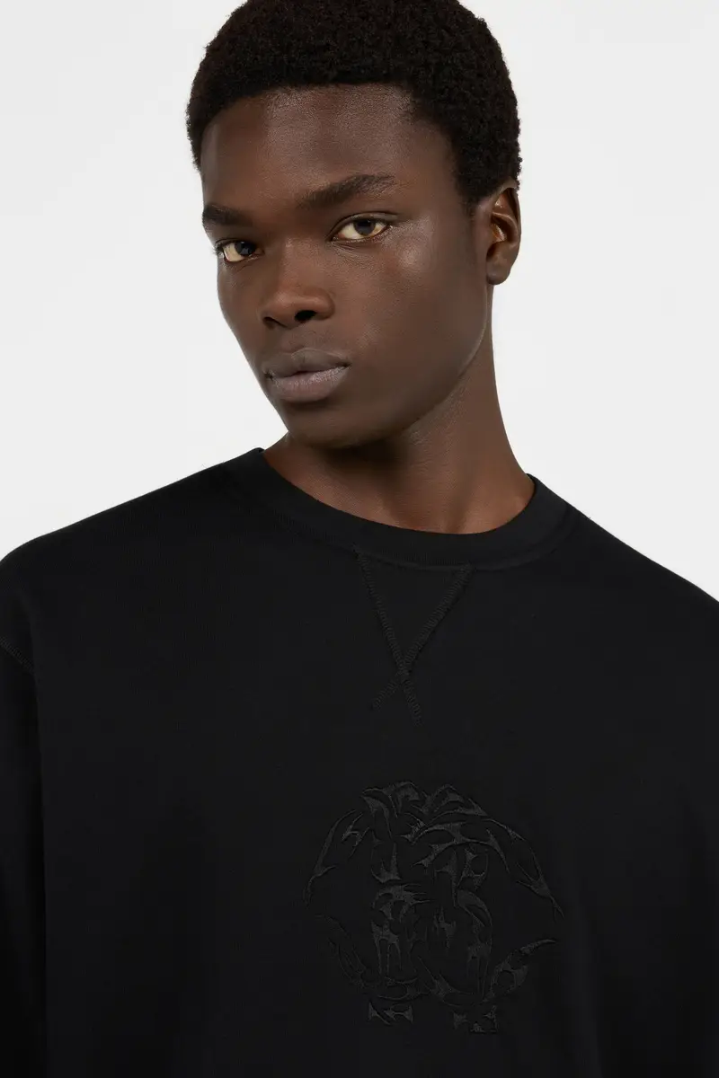 Roberto Cavalli Black Sweatshirt Crewneck Embroidered Logo | Thumbnail 5