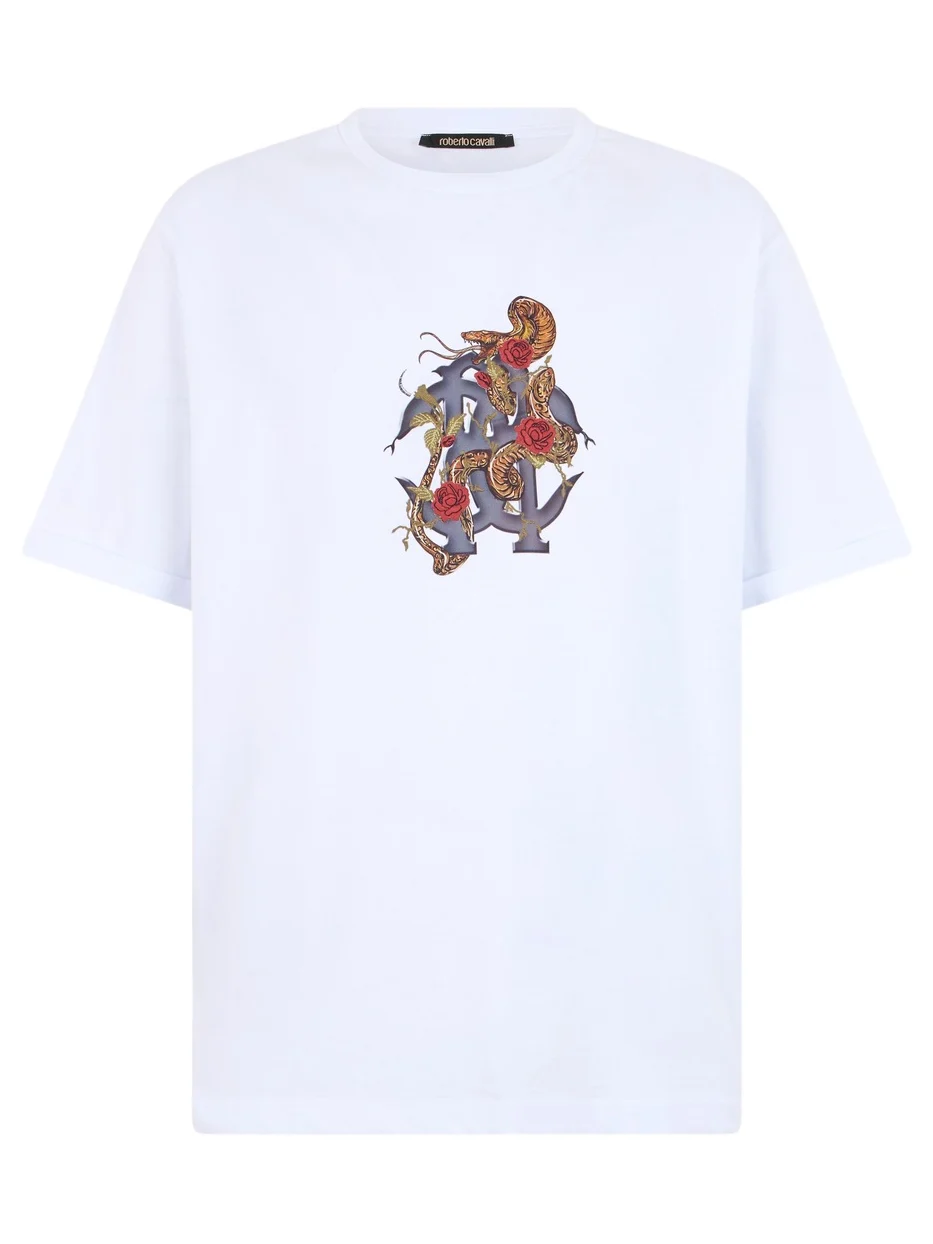 Roberto Cavalli White T-Shirt With Logo