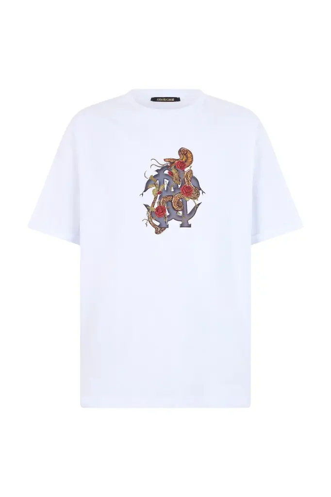 Roberto Cavalli White T-Shirt With Logo