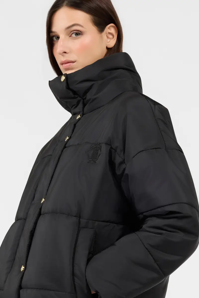 Roberto Cavalli Black Puffer Jacket Short Gold Button | Thumbnail 5 Roberto Cavalli Black Puffer Jacket Short Gold Button | Thumbnail 5