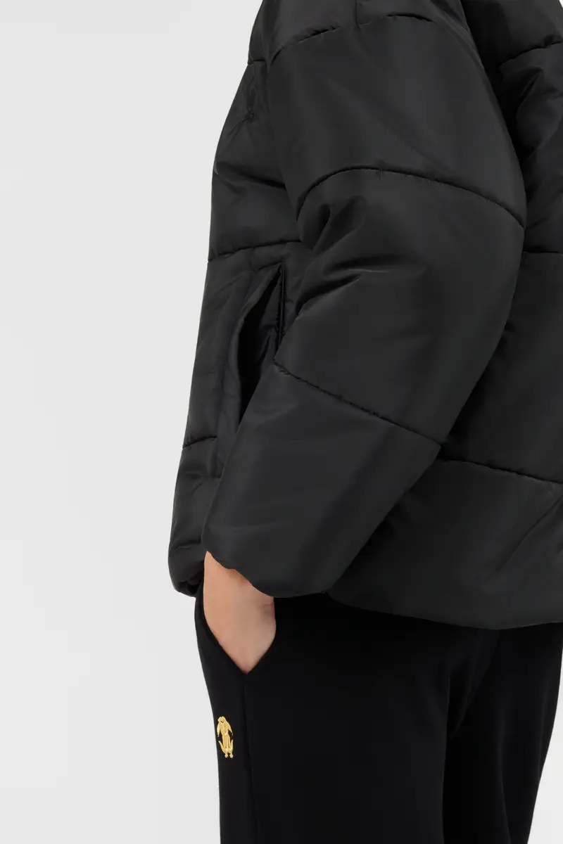 Roberto Cavalli Black Puffer Jacket Short Gold Button | Thumbnail 6 Roberto Cavalli Black Puffer Jacket Short Gold Button | Thumbnail 6