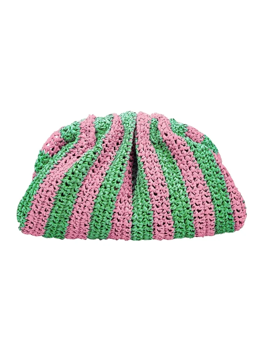 Maria La Rosa Game Striped Crochet Clutch Bag