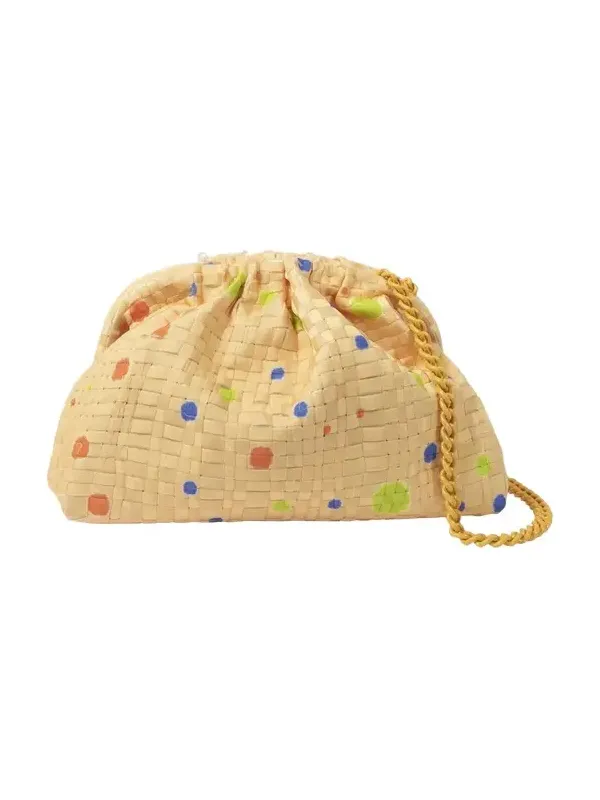 Maria La Rosa Multicolor Polka Dot Woven Clutch Bag