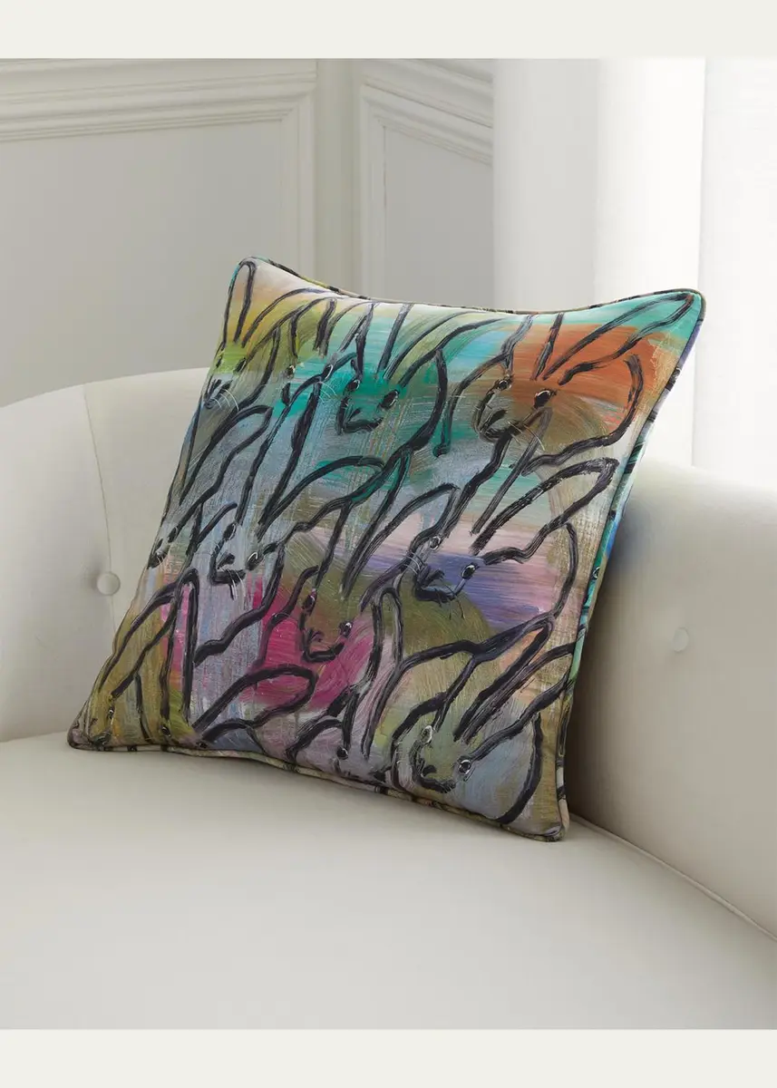 Hunt Slonem Lucky Bunny Cotton Pillow | Thumbnail 2 Hunt Slonem Lucky Bunny Cotton Pillow | Thumbnail 2