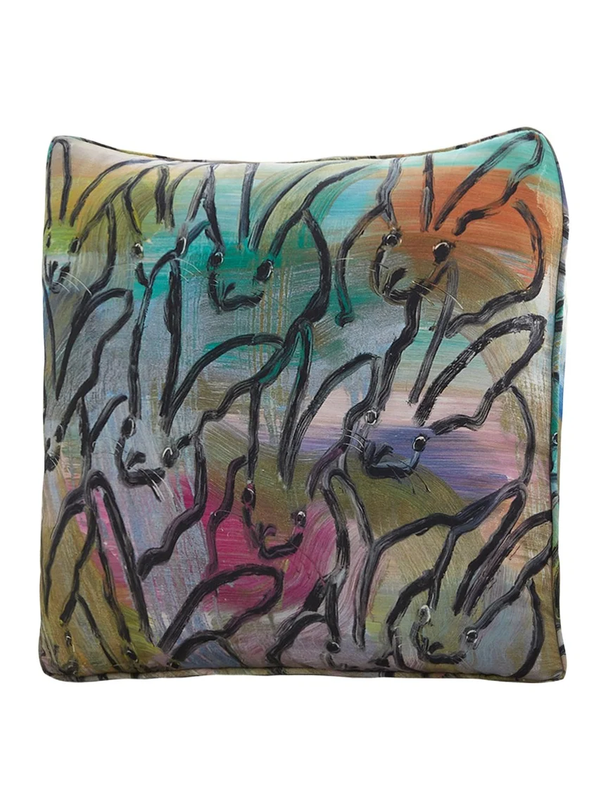 Hunt Slonem Lucky Bunny Cotton Pillow