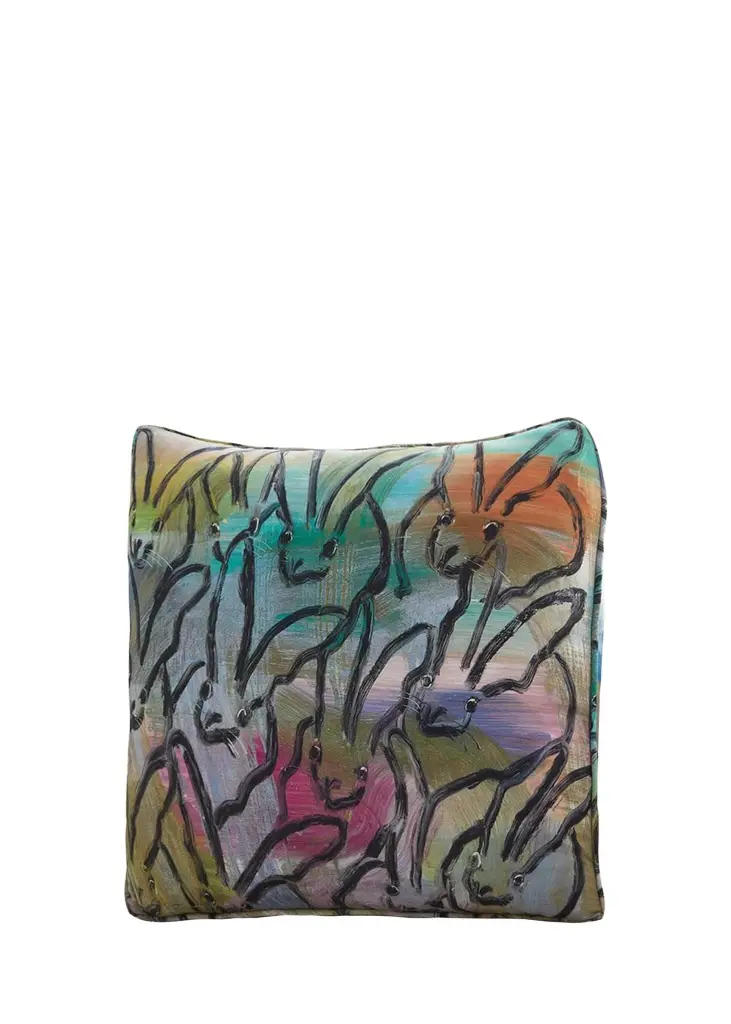 Hunt Slonem Lucky Bunny Cotton Pillow